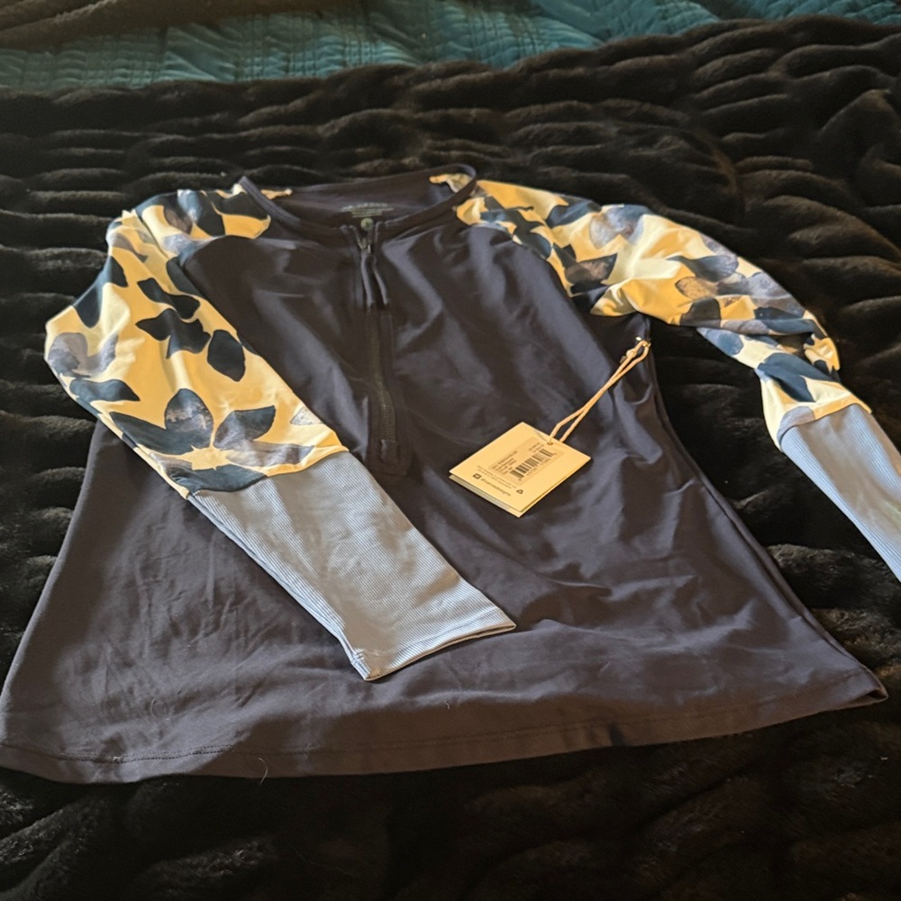 Carve Designs navy 3/4  Zip-Up Rashguard